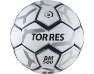 Мяч футб. TORRES BM 500 арт.F30635, р.5, 32 пан. PU, 4 подкл. слоя, руч. сшивка, бело-серо-сер