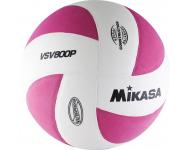 Мяч вол. MIKASA VSV800 P, р.5, синт.пена ТПЕ, клеен,8 пан,бут.кам,бело-розовый