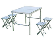 Набор стол(с отв. под зонт)+4 стула алюм. 8828-F