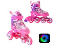 Раздвижные роликовые коньки Yuppie Pink LED подсветка колес 28-31   32-35